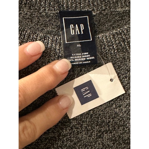 GAP Sweater Knit Merino Wool Dress Black Heather Y2K Size XL New with Tag - Picture 5 of 7